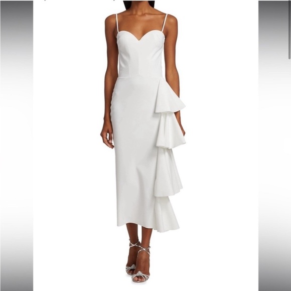 Chiara Boni La Petite Robe Gussie Tiered Ruffle Midi White Dress sz 6 NWT - Picture 3 of 14